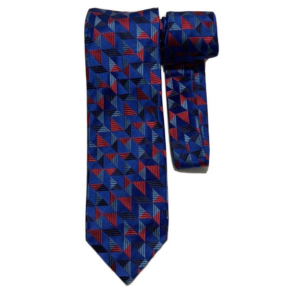 Duchamp Other - DUCHAMP Blue Geometric Silk Tie ENGLAND HANDMADE 58”/ 3.5” EC